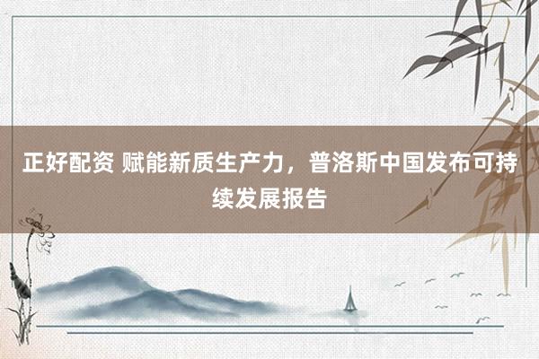 正好配资 赋能新质生产力，普洛斯中国发布可持续发展报告
